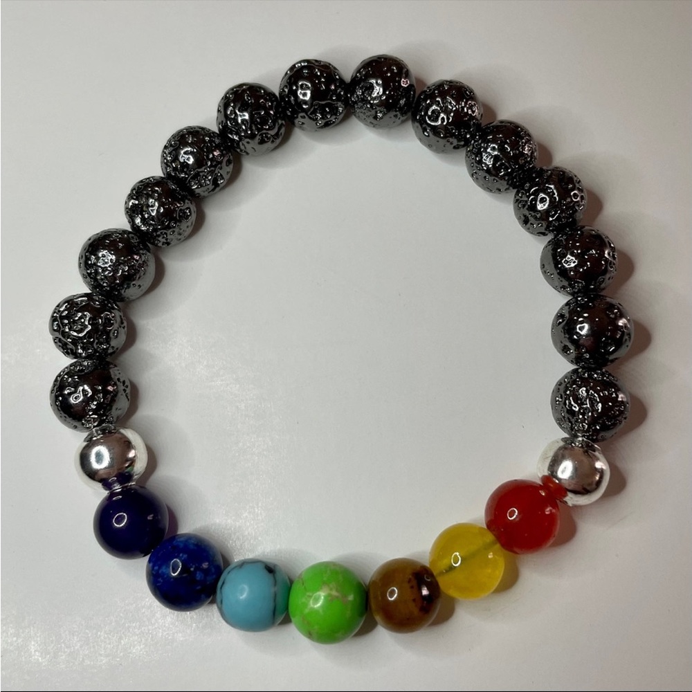 Chakra & Lava Rock Bracelet